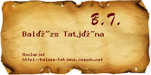 Balázs Tatjána névjegykártya